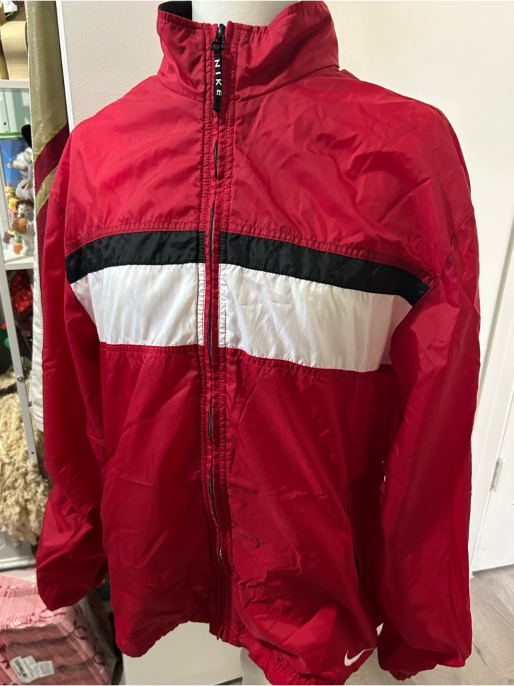 VTG 90s Nike Red White Full Zip Windbreaker Jacket. Sz Medium. Rarely Worn
